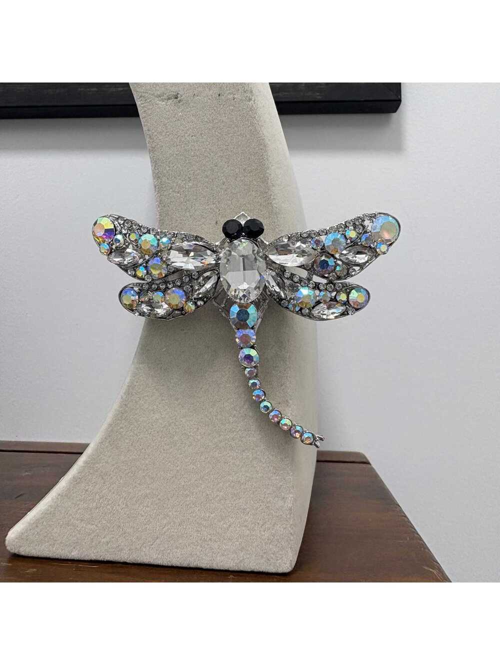 Large Modern Rhinestone Dragonfly Brooch Pin